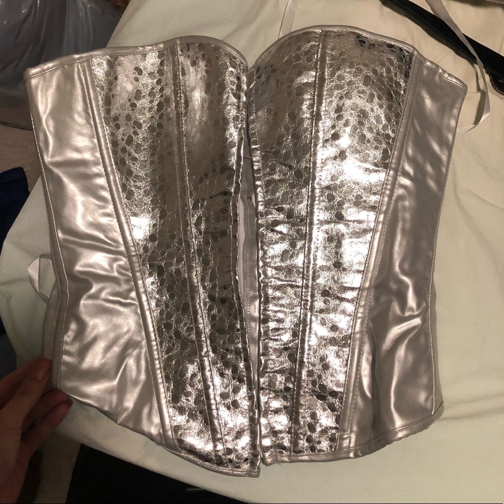 Silver Sexy Lace up Corset